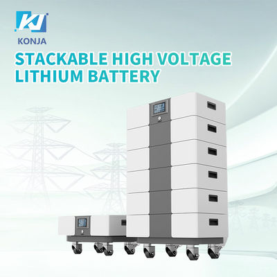 ভালো দাম KonJa 288V 100Ah স্ট্যাকযোগ্য সৌর ব্যাটারি 28.8kWh স্ট্যাকযোগ্য উচ্চ ভোল্টেজ লিথিয়াম ব্যাটারি অনলাইন