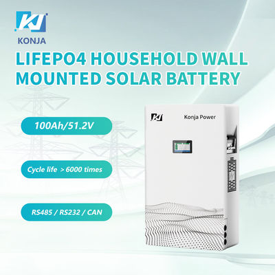 ভালো দাম KonJa গভীর চক্র উচ্চ মানের ব্যাটারি সেল 51.2v 100Ah 5.12kWh LiFePO4 গৃহস্থালি প্রাচীর মাউন্ট সৌর ব্যাটারি অনলাইন